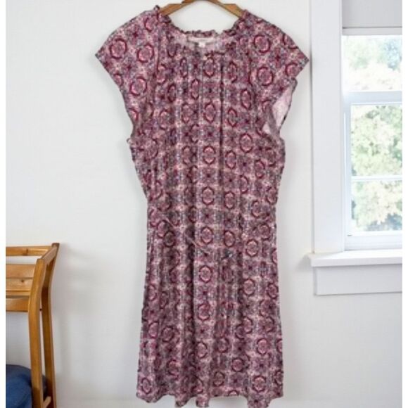 Anne Taylor LOFT Boho Belted Shift Dress Medallion Waist Tie Womens Size M - Picture 1 of 3